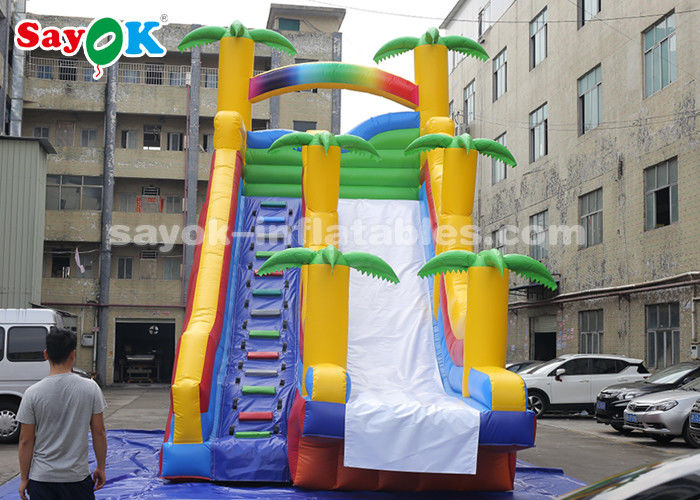 8*4*7m PVC Coconut Tree Inflatable Bouncer Slide With Two Air Blower