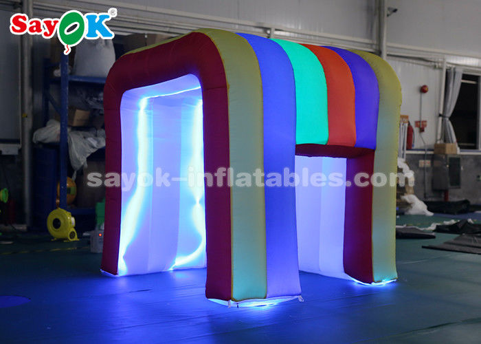 Inflatable Party Tent Rainbow Color LED Light Mini Blow Up Photo Booth For Children SGS ROHS