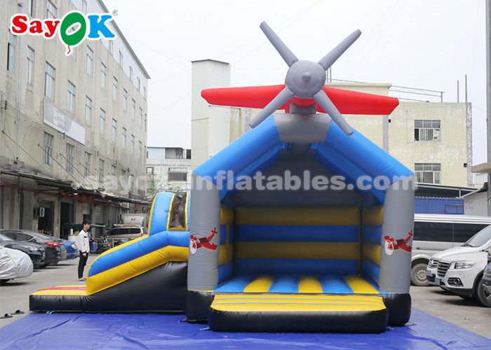 Inflable Bouncer Slides 0.4mm PVC Tarpaulin Inflatable Jump And Slide Bouncer With Airplane For Kids