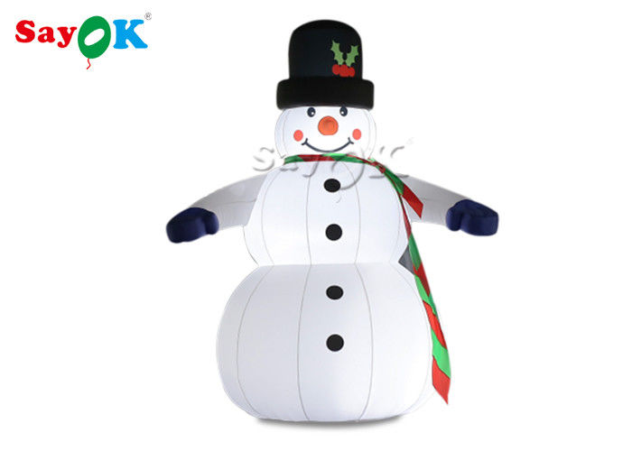 Oxfor Cloth Inflatable Holiday Decorations Wearing Black Hat And Mittens Blow Up Christmas Snowman