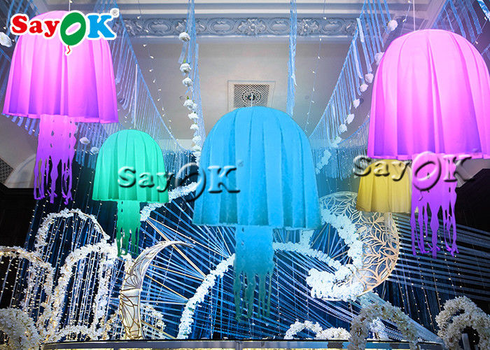 190T Nylon Cloth 16 Colors Inflatable Led Jellyfish For Party Decoration