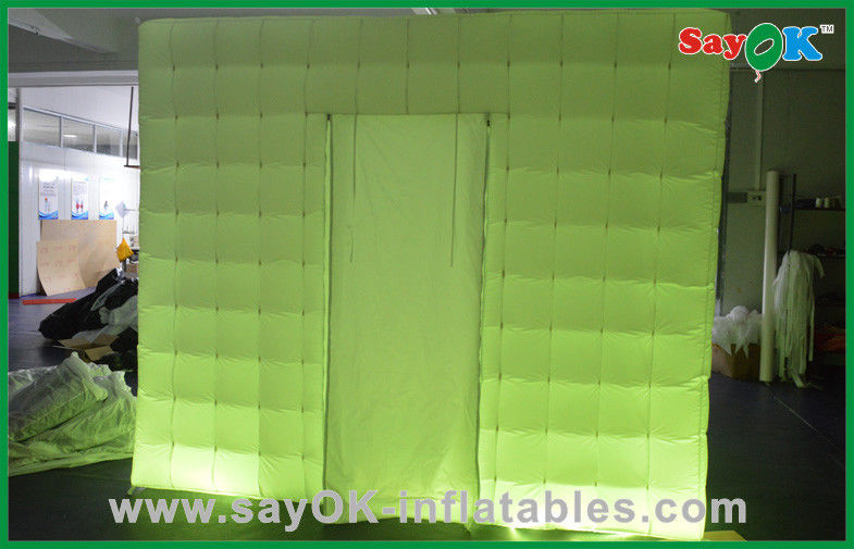 Inflatable Party Tent Custom Made Portable Inflatable Led Photo Booth In Oxford Cloth , Green / Purple