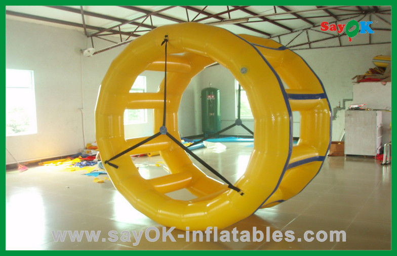 Yellow Funny Rolling Inflatable Water Toys , Water Park Equipment