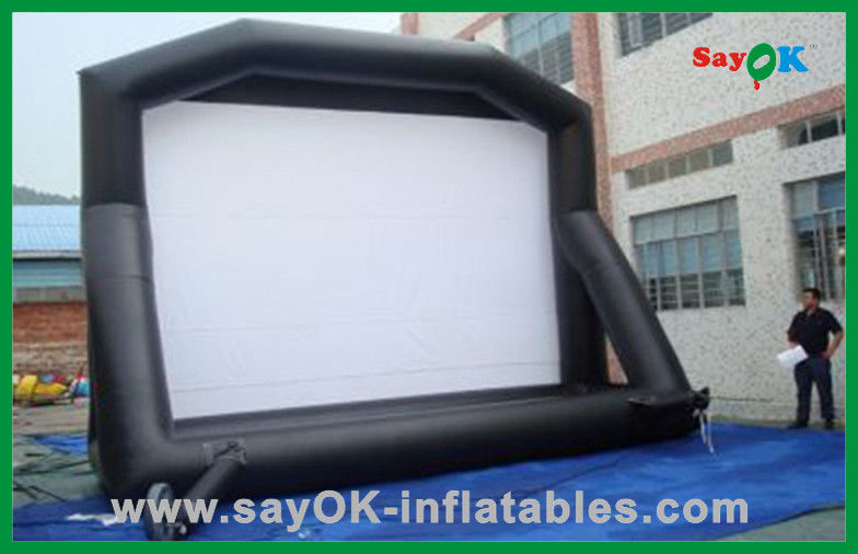 Black Color Inflatable Movie Screen With Blower For Doliday Celebrate