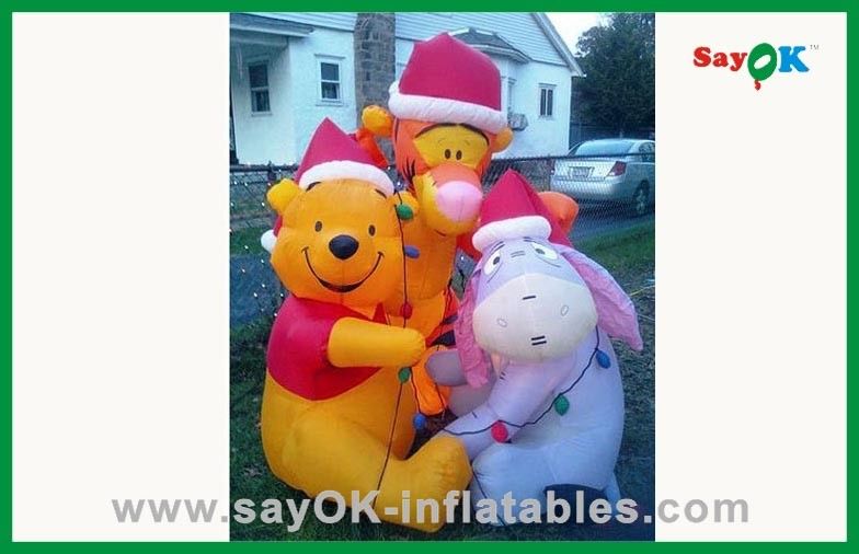 Custom Yellow 210D Oxford Cloth Inflatable Bear Inflated Cartoon Characters For Advertising
