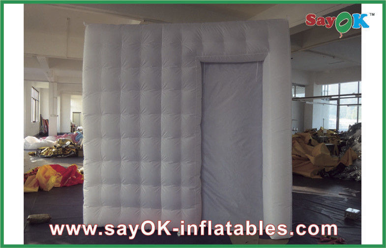 Inflatable Party Decorations White Party Blow Up Photo Booth Tent LED Lighting With Door Curtain