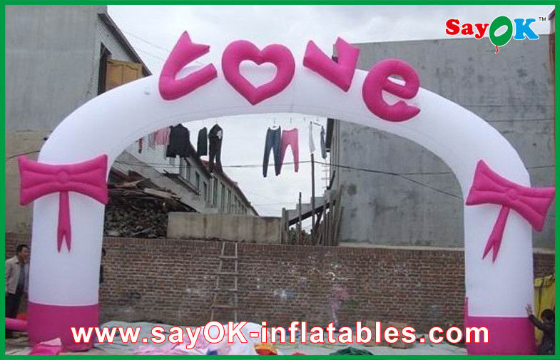 Party City Balloon Arch Oxford Cloth Inflatable Wedding Arch / Inflatable Heart Shape Archway For Promotion