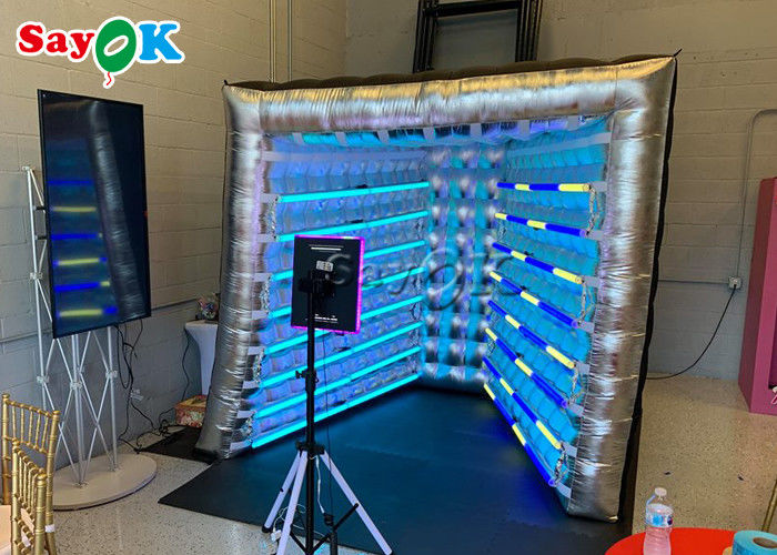 Portable Inflatable Vogue Photo Booth With LED Tube Lights Party Wedding Decor