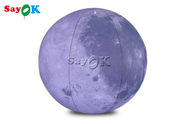 0.2mm PVC 6.6ft Giant Led Inflatable Moon Light Balloon For Space Theme Stage Decoration
