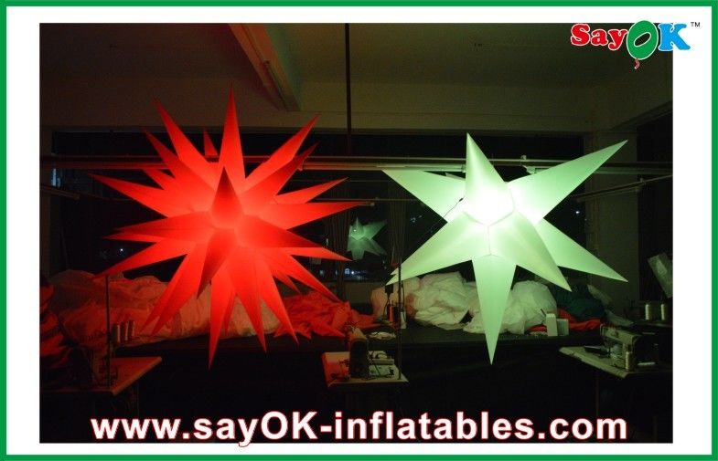 190T oxford cloth Party Giant Inflatable Decoration Star Led Lighting white