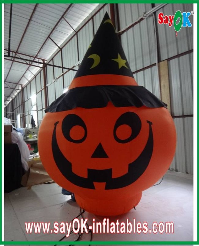 Durable Large Inflatable Pumpkin Decoration With Led Lighting Orange