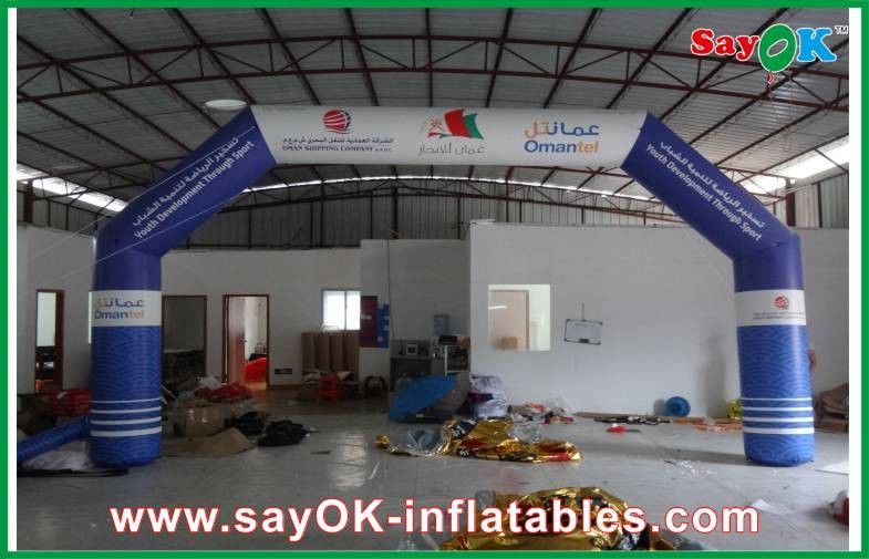 Inflatable Run Through Tunnels Blue Promotion Campaign 6 X 3m  Inflatable Finish Arch Digital Printing
