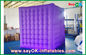 2.4m Purple Cube Photo Booth Inflatable 1 Door With LED Light