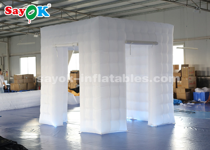 Inflatable Party Tent Portable 3 Doors LED Inflatable Cube Photo Booth ...